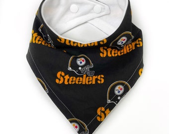 Fan de football, Pittsburgh Baby Bib, Réglable, Lavable, Steelers, Team Pride, Blanc, Gris, Rose, Bleu