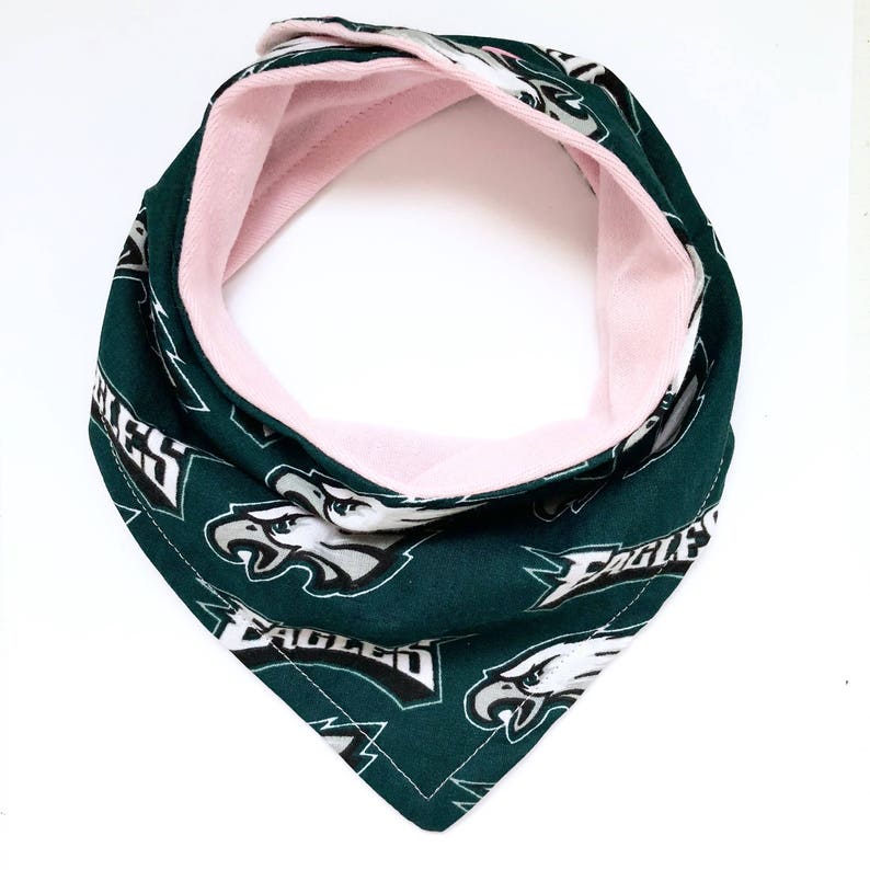 Bavoir bandana bébé fan de l'équipe de football de Philadelphie, aigles, champions du Super Bowl, garçon ou fille, réglable, bébé, tout-petit, rose, blanc Pink