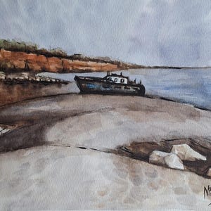 Original Watercolor Painting.Original watercolor landscape painting.Hand drawn.
