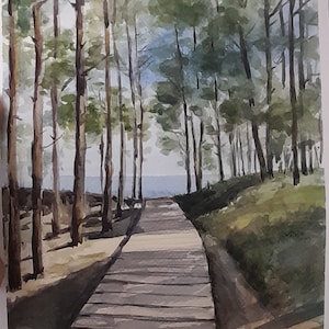 Original watercolor painting of a landscape. Hand-painted.Watercolor painting.Original painting.Watercolor landscape.