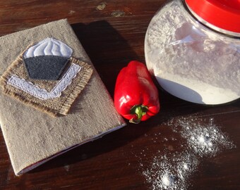 Recipe Book Cover, Burlap Book Cover, Eco Recipe Book