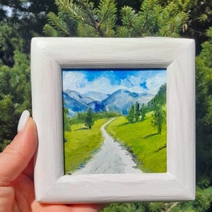 Pintura de paisaje original.Pintura al óleo original.Arte del paisaje.