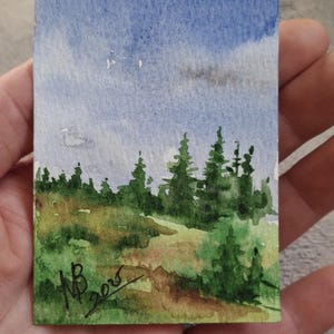 ACEO Original ART.Original Watercolor art.ACEO cards. Mini picture of the landscape.