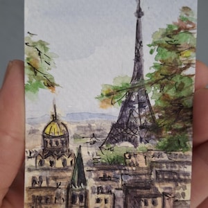 ACEO Original ART.Original Watercolor painting.ACEO cards.Paris.