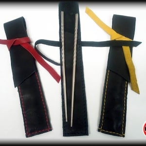 Japanischer Essstäbchenhalter aus echtem Leder, Made in Italy, verschiedene Farben erhältlich, Sushi, Japan,