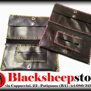 Handmade genuine leather tobacco holder made in Italy brings tobacco leather pouch