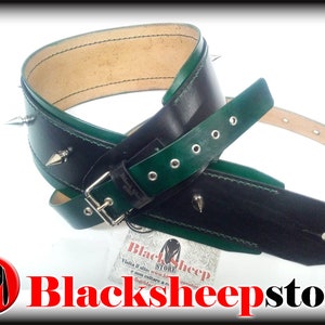 Strap for guitar/bass in leather, studded, 2 colors of choice, hand-sewn customizable 100% Made in Italy studs spike studs