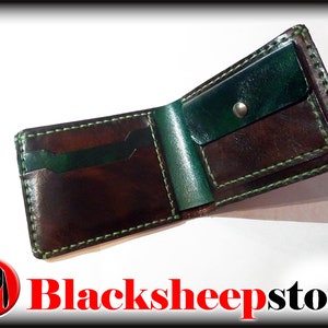 Portafoglio in cuoio, 2 colori a scelta, cuciture a mano made in Italy leather wallet personalizzabile