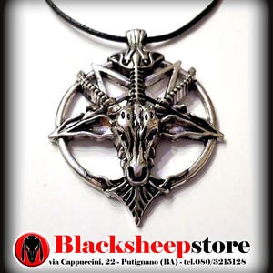 Pendant necklace/Keychain Baphomet Pentagram Esoteric 666 pewter cm 3, 7x5