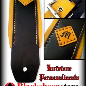 Guitar strap / leather bass, custom engraving, colors of choice, hand-stitched customizable 100% Made in Italy