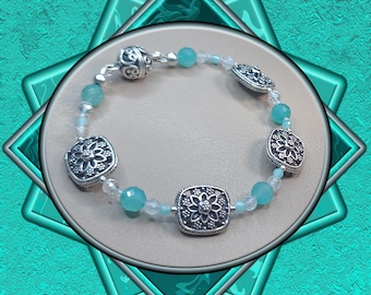 Antiqued Silver Amazonite Topaz Bracelet