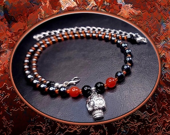 Sugar Skull Gun Metal Necklace 1#