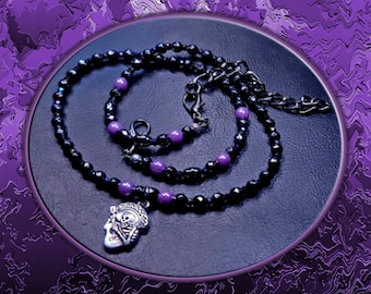 Guitaro • Guitar Player Skeleton Hematite Mystic Spinel Necklace