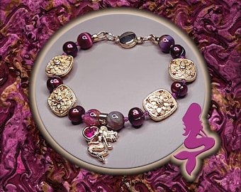 Tiger's Eye Ruby Pearl Golden Mermaid Bracelet