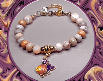 Fossil Coral • Mother of Pearl  Tropical Fish Bracelet