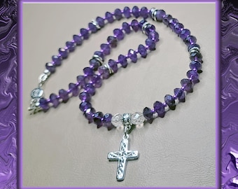 Amethyst and Crystal Quartz Cross Necklace