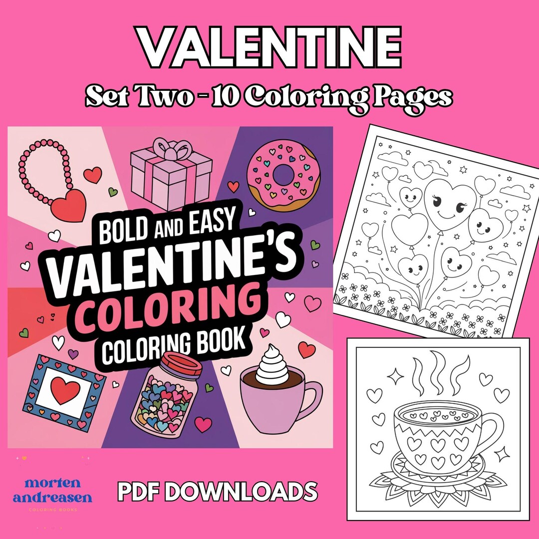 Cozy Valentine Coloring Pages | Set Two - 10 Coloring Pages | Instant ...