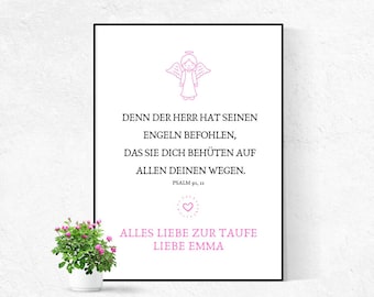 Geschenk Taufe Mädchen - Personalisierbares Bild zur Taufe, Taufgeschenk (ohne Rahmen)