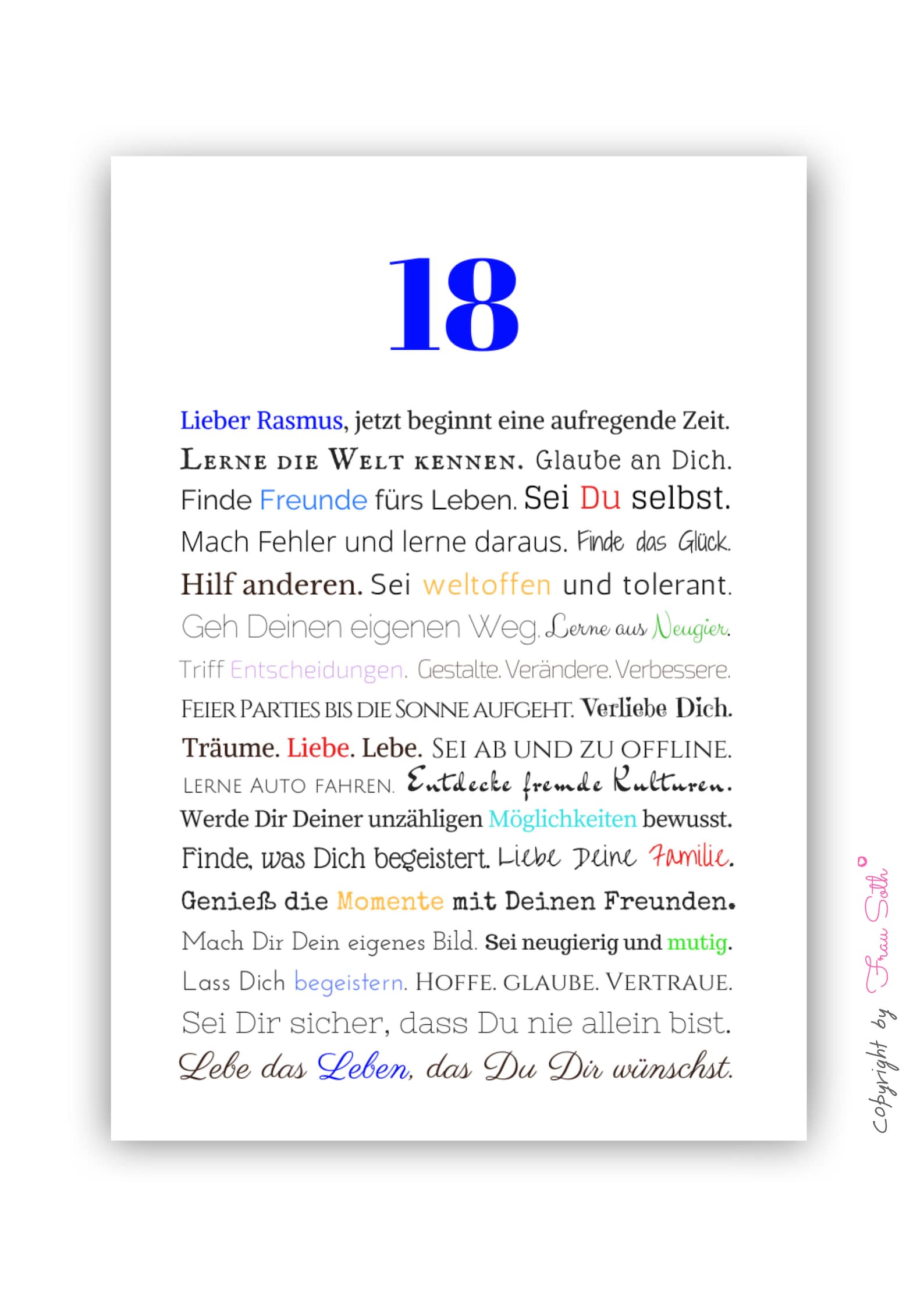 18. Geburtstag Jungen Geschenk Sohn Geburtstagsgeschenk personalisiert