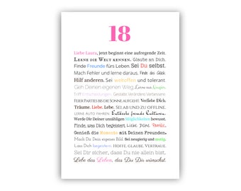 PDF 18. Geburtstag Mädchen Geschenk Tochter Geburtstagsgeschenk personalisiert