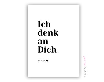 PDF Ich denk an dich Valentinstag Geschenk-Idee Bild für Mann Frau Freund Freundin Sohn Tochter als Selbstdruck Self Print