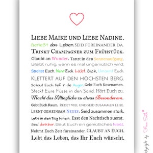Wedding gift for 2 women: wedding gift for a lesbian couple Ohne Rahmen
