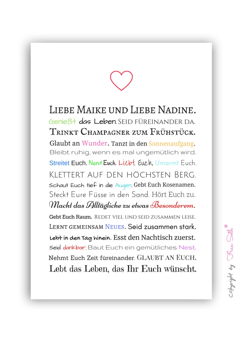 Wedding gift for 2 women: wedding gift for a lesbian couple Ohne Rahmen