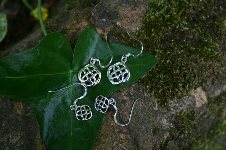 Rounded Celtic Knot Solid Silver Earrings