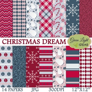 Christmas Digital Paper, Christmas Patterns, Winter Backgrounds, Holiday Digital Paper, Winter Digital Paper, Christmas Scrapbook Paper Xmas