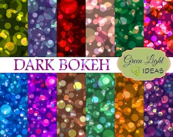 Papel digital Bokeh oscuro, patrones Bokeh imprimibles, fondos Bokeh, fondos Bokeh, papeles para álbumes de recortes Bokeh, Bokeh digital, textura Bokeh