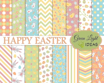 Easter Digital Paper, Easter Printable Papers, Easter Eggs Backgrounds, Bunny Easter Patterns, Spring Pastel Papers, Easter Scrapbook Paper