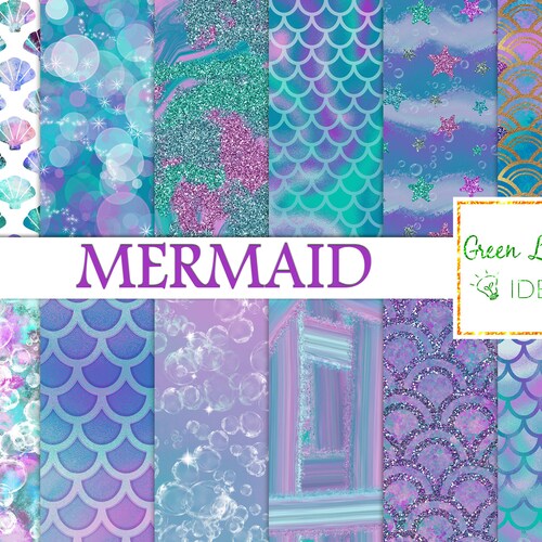 Mermaid Digital Papers Mermaid Scales Printable Papers - Etsy