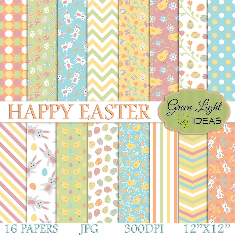 Easter Digital Paper Easter Printable Papers Easter Eggs Etsy