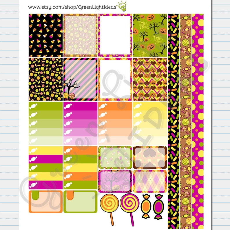Halloween Digital ECLP Weekly Kit October Stickers Printable Halloween Vertical Erin Condren Stickers Halloween Printable Planner Sticker