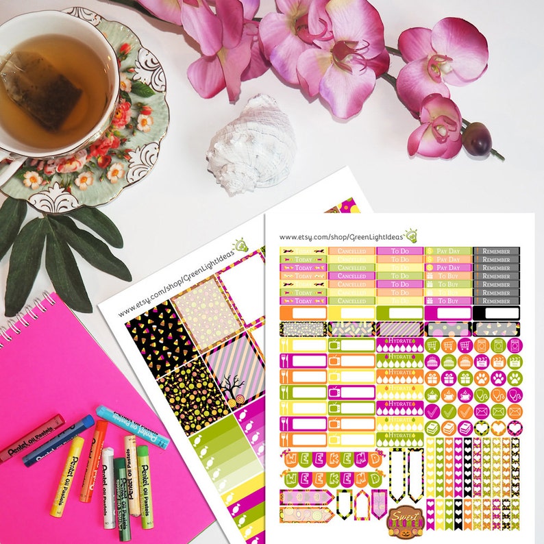 Halloween Digital ECLP Weekly Kit October Stickers Printable Halloween Vertical Erin Condren Stickers Halloween Printable Planner Sticker