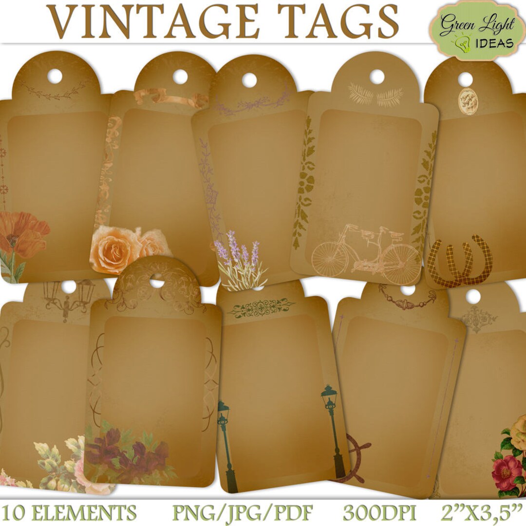 Digital Vintage Gift Tags Christmas Gift Tags Printable Gift Etsy