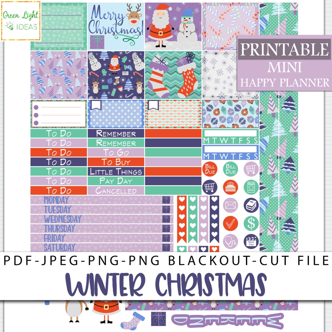 Winter Christmas MINI Happy Planner Stickers, Christmas Printable ...