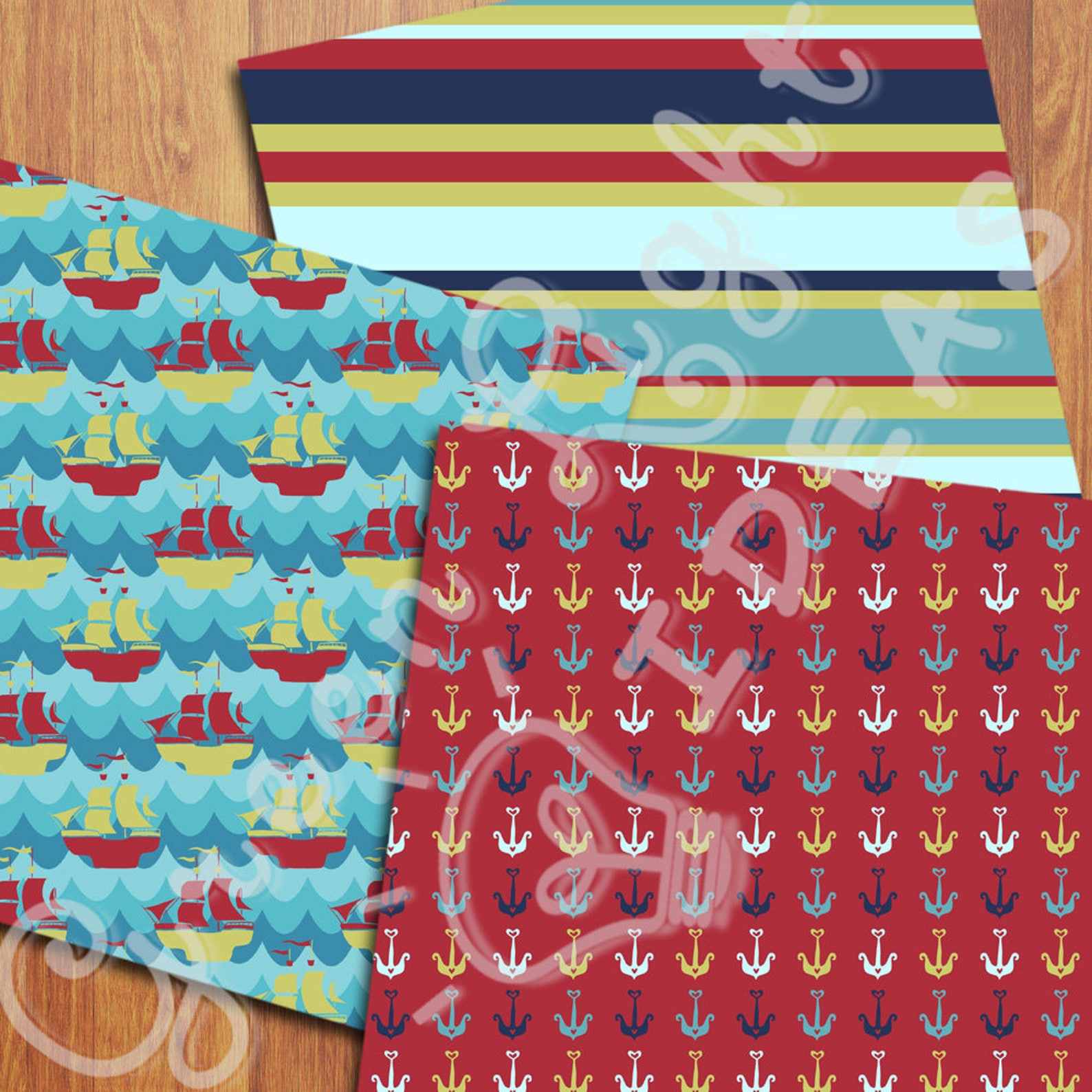 Nautical Digital Papers Nautical Patterns Nautical - Etsy