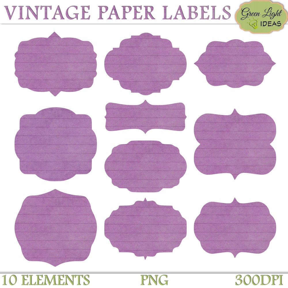 digital labels vintage purple labels printable digital etsy