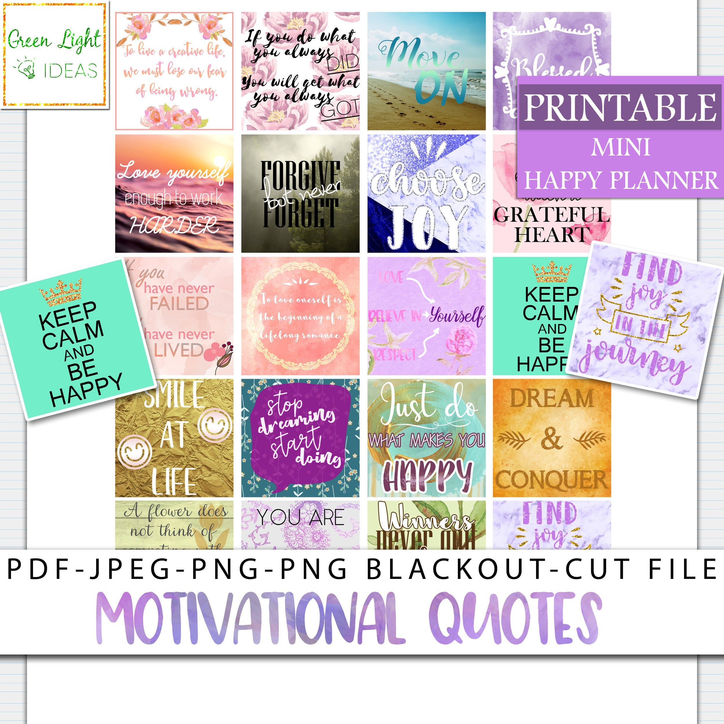 Printable Motivational Quotes MINI Happy Planner Stickers, Full Boxes ...