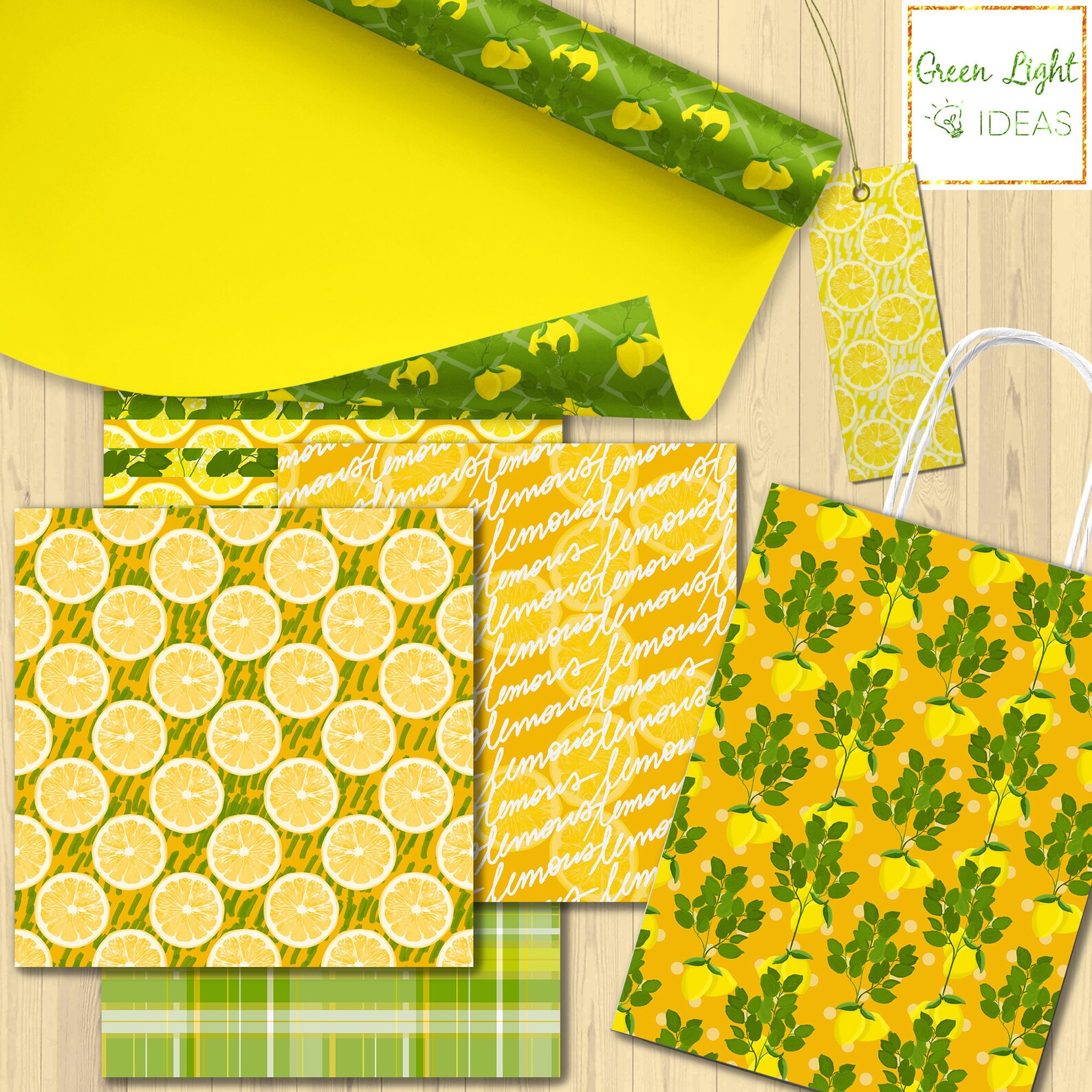 Lemons Digital Papers Citrus Scrapbook Papers Lemons Etsy Hong Kong