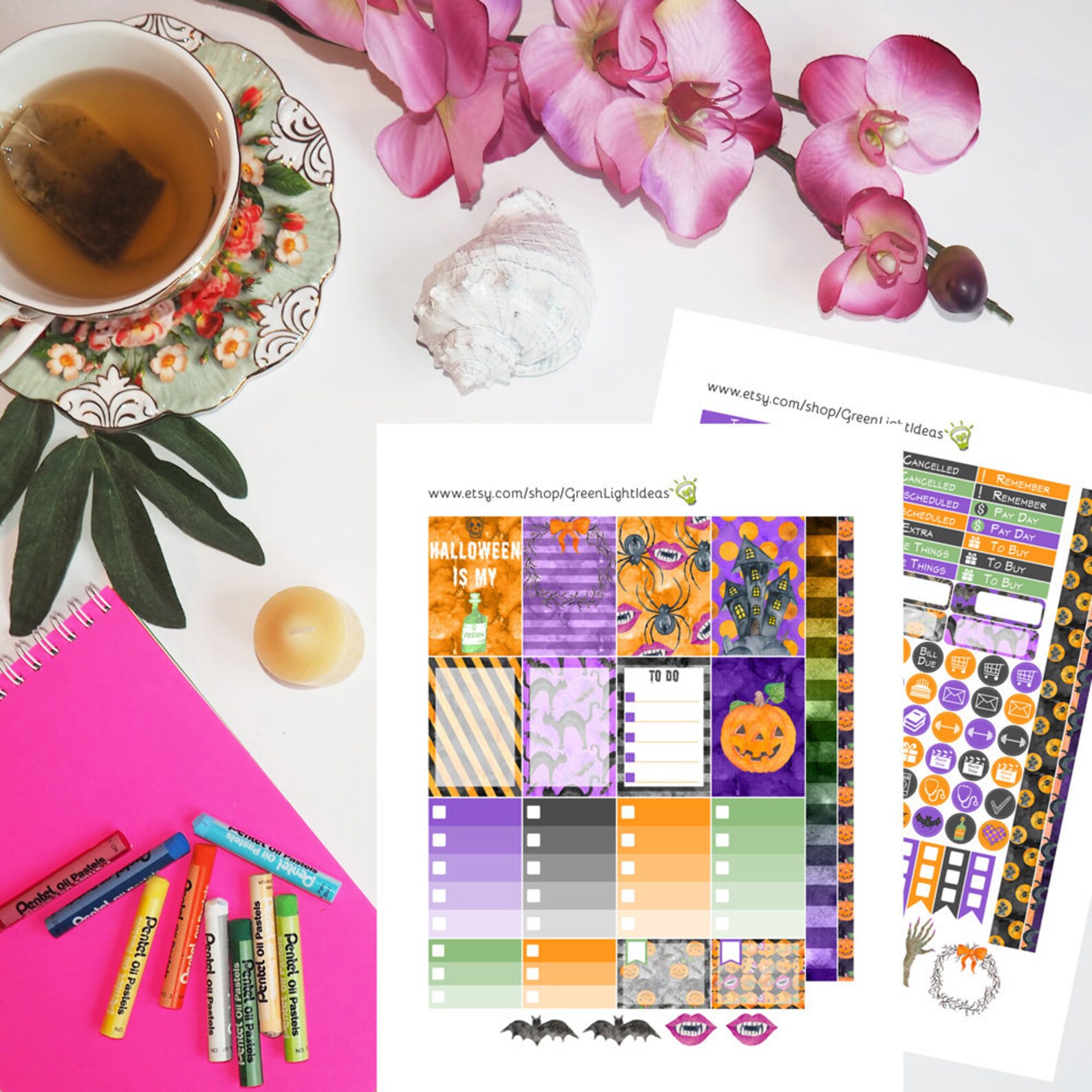 Halloween Happy Planner Stickers, Halloween Printable Sticker Kit ...