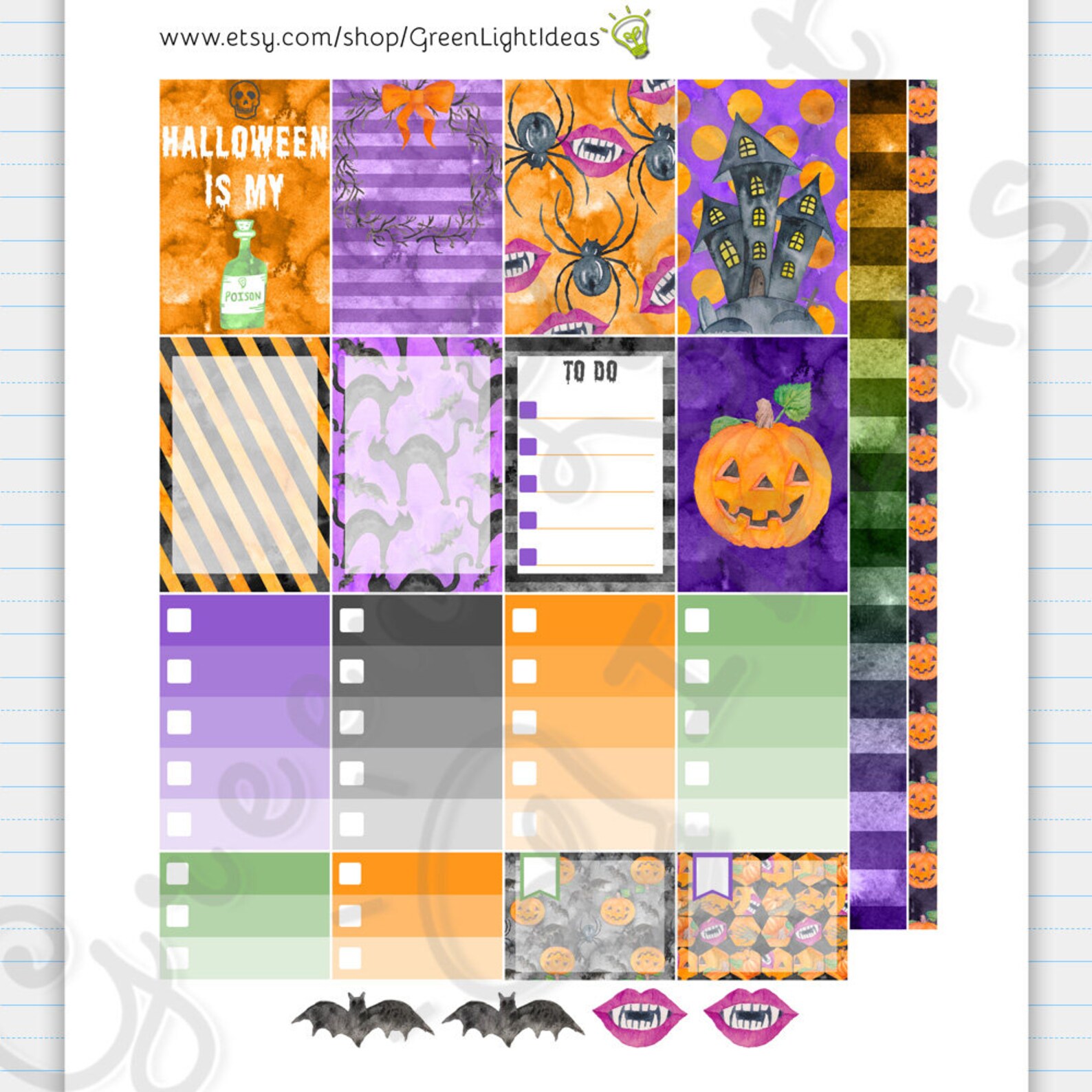 Halloween Happy Planner Stickers, Halloween Printable Sticker Kit ...