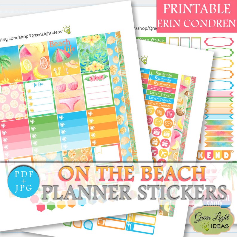 beach planner stickers printable summer printable sticker