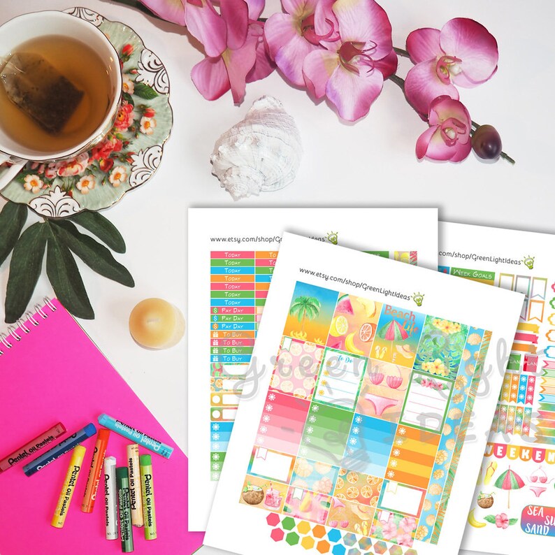 beach planner stickers printable summer printable sticker