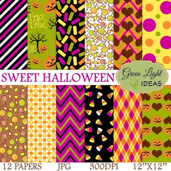 Sweet Halloween Digital Papers Halloween Scrapbook Paper Etsy