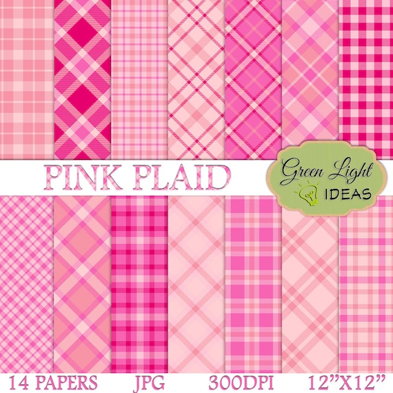 Pink Plaid Digital Papers, Plaid Printable Papers, Commercial Use Scrapbook Backgrounds, Plaid Pink Digital Textures, Valentines Backgrounds