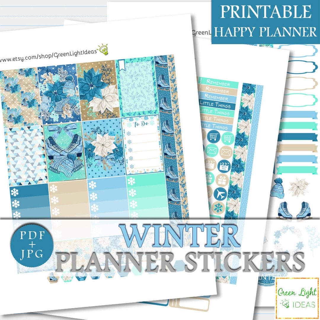Winter Happy Planner Printable Stickers Happy Planner Winter - Etsy