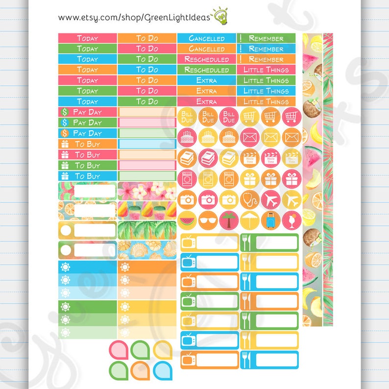beach planner stickers printable summer printable sticker
