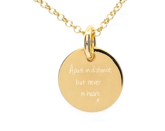 Eigen handschrift gouden schijfketting